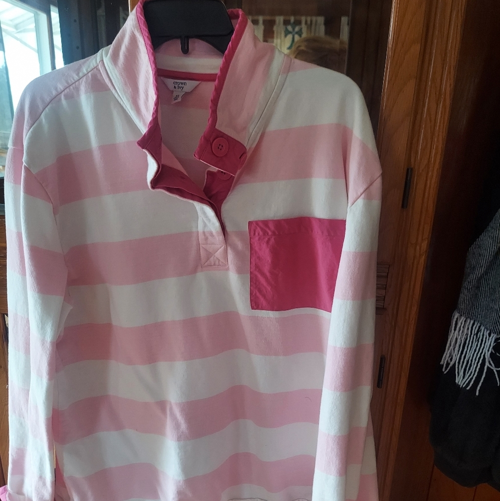 Size xl pink striped sweatshirt worn once